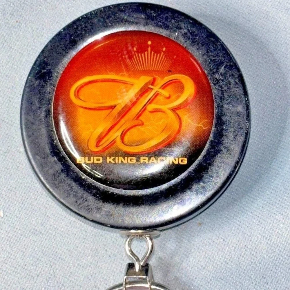 Vintage Budweiser Bud King Racing Retractable Keychain NASCAR Collectible